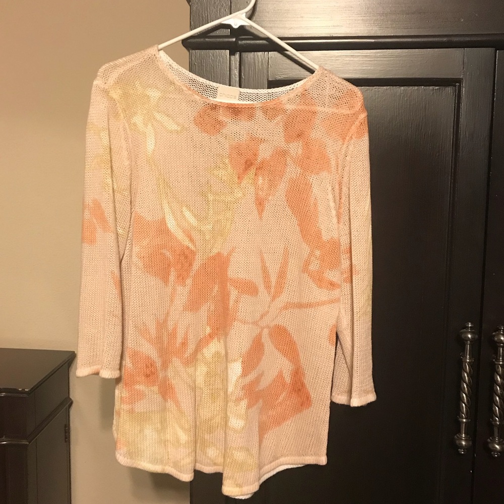 Beautiful Chico’s peach floral sweater